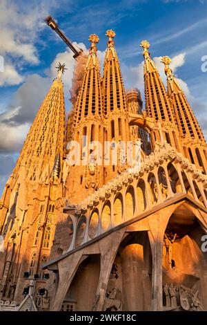 Fachada de la Pasión, Basilique de la Sagrada Familia. Barcelone. Espagne.la Basilique et l'Église expiatoire de la Sainte famille est un grand CHU catholique romain Banque D'Images