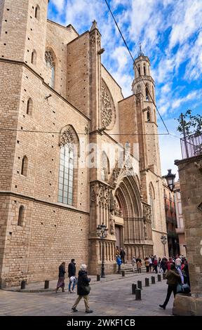 Basílica de Santa Maria del Mar, El Born, Barcelone, Catalogne, Espagne. Banque D'Images