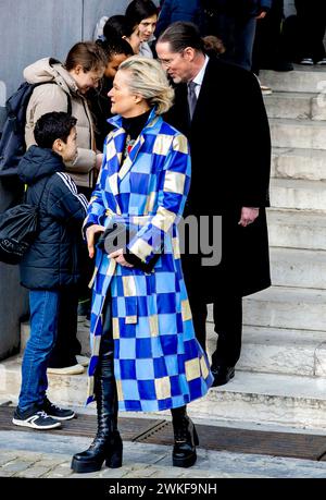 Brussel, Belgien. 20 février 2024. Belgique la reine Mathilde et le roi Filip (Philippe) et le roi Albert et la reine Paola et le prince Laurent et la princesse Claire et la princesse Delphine et James O'Hare et l'archiduc Carl Christian de Habsbourg-Lorraine et la princesse Marie-Astrid de Luxembourg assistent à la célébration eucharistique annuelle en mémoire des membres décédés du roi famille dans l'église notre-Dame de Laeken, Laken, Bruxelles crédit : Albert Nieboer/Netherlands OUT/point de vue OUT Foto : Albert Nieboer/dpa/Alamy Live News Banque D'Images