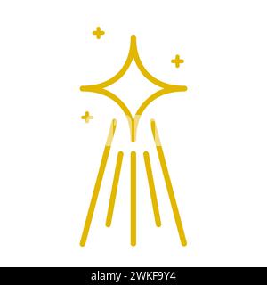 Rayons dorés tombant de l'icône scintillante Star Line Illustration de Vecteur