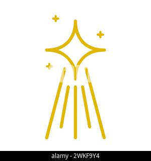 Rayons dorés tombant de l'icône scintillante Star Line Illustration de Vecteur