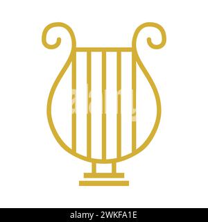 Icône Golden Harp Line Illustration de Vecteur