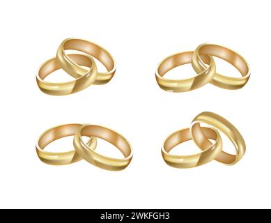 Deux anneaux d'or joints, vecteur réaliste Illustration de Vecteur