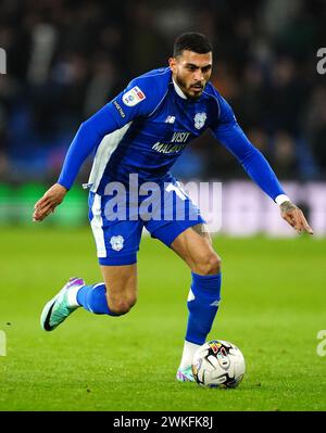 Karlan Grant de Cardiff City en action lors du Sky Bet Championship match au Cardiff City Stadium, Cardiff. Date de la photo : mardi 20 février 2024. Banque D'Images