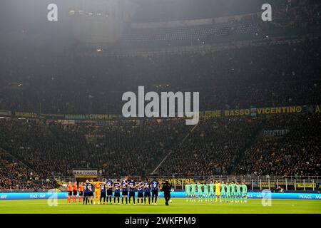 Milan, Italie. 20 février 2024. Foto Spada/LaPresse 20 febbraio 2024 - Milan, Italie - sport, calcio - FC Inter vs Atletico Madrid - Ligue des Champions 2023/2024 - Stadio San Siro Nella foto: minuto di silenzio per Andreas Brehme 20 février 2024 Milan, Italie - sport, calcio - FC Inter vs Atletico Madrid - Ligue des Champions 2023/2024 - stade San Siro . Sur la photo : Andreas Brehme, minute de silence crédit : LaPresse/Alamy Live News Banque D'Images