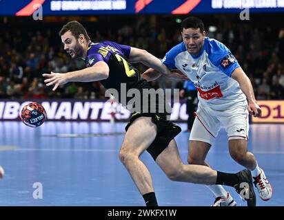 Nantes, France. 20 février 2024. © PHOTOPQR/Ouest FRANCE/Franck Dubray ; Nantes ; 20/02/2024 ; Handball EHF European League HBC Nantes contre Gornik Zabrze Marko Milosavljevic/H Nantes (photo Franck Dubray) crédit : MAXPPP/Alamy Live News Banque D'Images