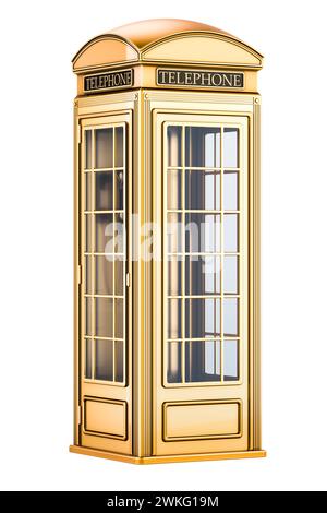 Boîtier téléphonique doré, rendu 3D isolé sur fond blanc Banque D'Images