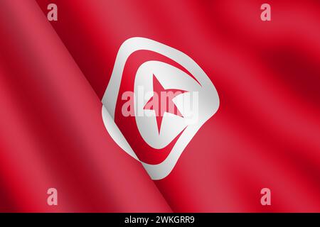 Tunisie agitant drapeau 3d illustration Banque D'Images