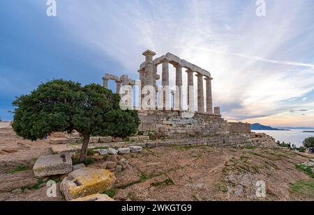 Ancien temple de Poséidon, Cap Sounion, Grèce Banque D'Images