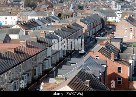 Maisons dans un quartier résidentiel près du stade de football Anfield du Liverpool FC, 02/03/2019 Banque D'Images