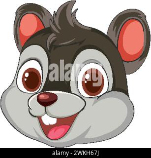 Graphique vectoriel d'un visage de souris joyeux et souriant Illustration de Vecteur