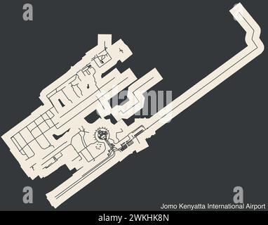 Plan d'aménagement des terminaux de l'AÉROPORT INTERNATIONAL JOMO KENYATTA (NBO, HKJK), NAIROBI Illustration de Vecteur