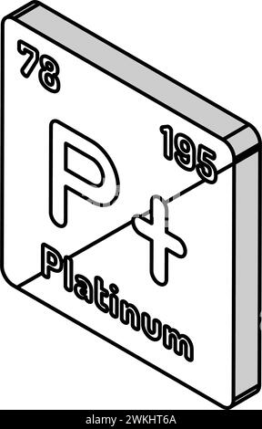 illustration vectorielle d'icône isométrique d'élément chimique en platine Illustration de Vecteur