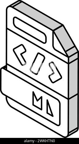 illustration vectorielle d'icône isométrique de document au format de fichier html Illustration de Vecteur
