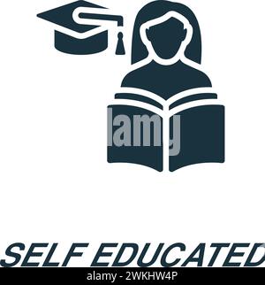 Icône auto-éduquée. Signe simple monochrome de la collection freelance. Icône auto-éduquée pour logo, modèles, conception Web et infographie. Illustration de Vecteur