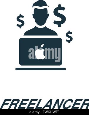 Icône freelance. Signe simple monochrome de la collection freelance. Icône Freelancer pour logo, modèles, conception Web et infographie. Illustration de Vecteur