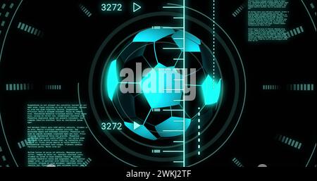 Image de la numérisation de l'oscilloscope et du traitement des données sur le football numérique Banque D'Images