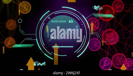 Illustration des icônes de traitement des données et de support sur l'exploration de l'étendue Banque D'Images