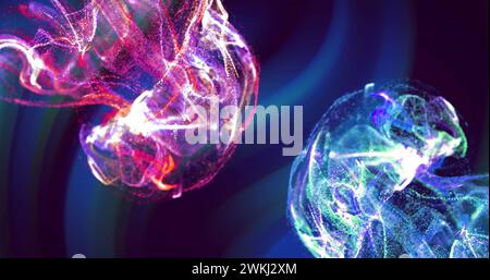 Image de lumières brillantes et de vagues en mouvement sur fond noir Banque D'Images