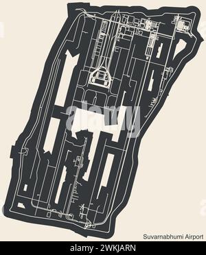 Plan d'agencement des terminaux de l'AÉROPORT DE SUVARNABHUMI (BKK, VTBS), BANGKOK Illustration de Vecteur