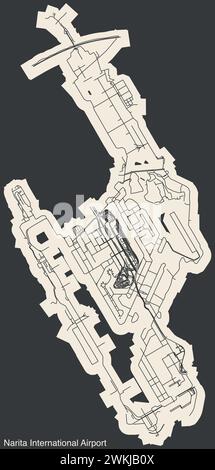 Plan d'agencement des terminaux de l'AÉROPORT INTERNATIONAL DE NARITA (NRT, RJAA), NARITA Illustration de Vecteur