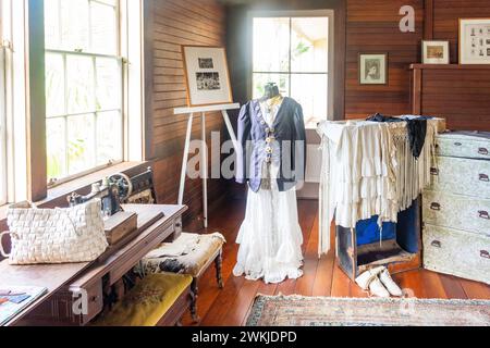 Salle de couture pour dames à Vailima Plantation Home (Robert Louis Stevenson Museum), Vailima Botanical Gardens, Apia, Upolu Island, Samoa Banque D'Images