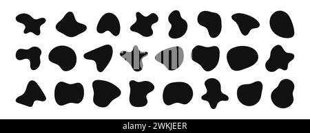 Formes de blob organiques. Formes irrégulières. Cercles liquides asymétriques. Pierres de silhouette lisse. Collection d'éléments vectoriels isolés sur fond blanc. Illustration de Vecteur