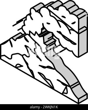 illustration vectorielle d'icône isométrique de lave volcanique active Illustration de Vecteur