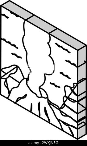 illustration vectorielle d'icône isométrique de lave de volcan sous-marin Illustration de Vecteur