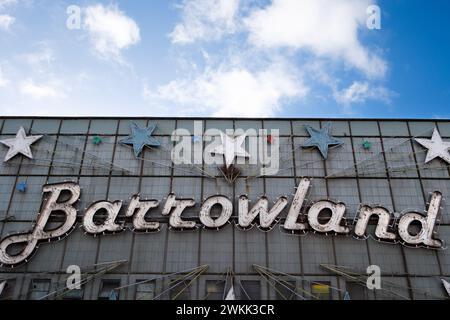 glasgow Écosse : 12 février 2024 : Glasgow Barrowland Ballroom extérieur célèbre pendant la journée Barras Banque D'Images