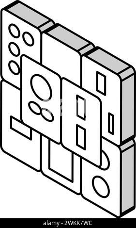 mahjong tuiles tableau tableau isométrique icône illustration vectorielle Illustration de Vecteur