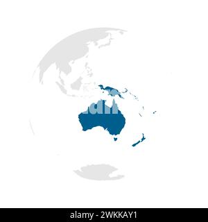 Australie continent bleu foncé silhouette mise en évidence sur le globe terrestre. Illustration vectorielle Illustration de Vecteur