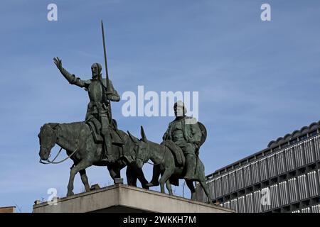 Statue équestre de Don Quichotte et Sancho Panza à Bruxelles Banque D'Images