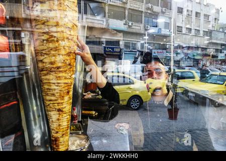 Syrie, Hama, vieille ville, shawarma Banque D'Images