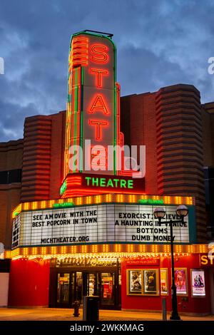 Dynamique State Theatre Marquee à Blue Hour, Ann Arbor Banque D'Images