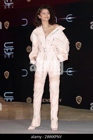 Séoul, Corée du Sud. 21 février 2024. Actrice Zendaya, assistez à la conférence de presse du film Dune : deuxième partie Conférence de presse à l'hôtel Conrad à Séoul, Corée du Sud, le 21 février 2024. (Photo de Lee Young-ho/Sipa USA) crédit : Sipa USA/Alamy Live News Banque D'Images