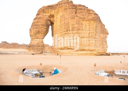 L'éléphant Rock Jabal AlFil Al Ula, une ville de la province de Madinah en Arabie Saoudite Banque D'Images