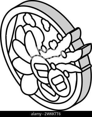 illustration vectorielle d'icône isométrique de nourriture japonaise de légumes tempura Illustration de Vecteur