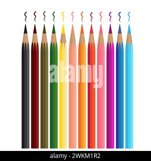 Crayons de couleur vectorielle sur un fond blanc Illustration de Vecteur