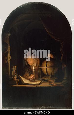 Astronome aux chandelles ; Gerrit Dou (néerlandais, 1613 - 1675) ; pays-Bas ; fin des années 1650; huile sur panneau ; peinture baroque Banque D'Images