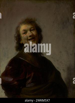 Rembrandt rire ; Rembrandt Harmensz. Van Rijn (néerlandais, 1606 - 1669) ; pays-Bas ; environ 1628 ; huile sur cuivre; 22,2 × 17,1 cm (8 3/4 × 6 3/4 po) ; 2013,60 Banque D'Images