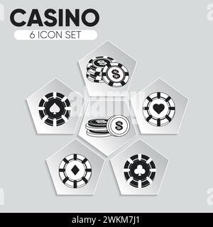 Ensemble de différentes icônes de casino Vector Illustration de Vecteur