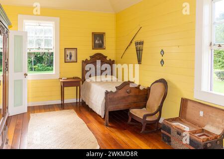 Chambre à Vailima Plantation Home (Robert Louis Stevenson Museum), Vailima Botanical Gardens, Apia, Upolu Island, Samoa Banque D'Images