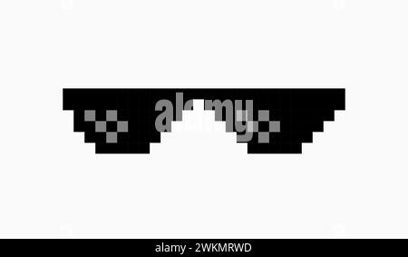 Icône de lunettes pixel Thug Life meme. Lunettes de soleil hip hop blague icône farce Thug Life Illustration de Vecteur