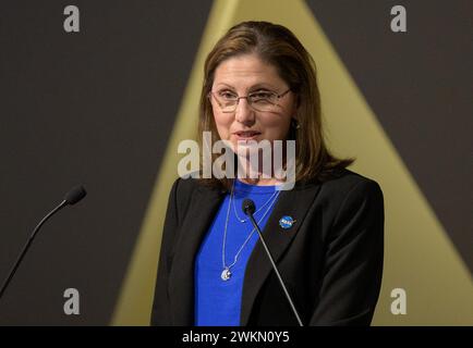 Washington, DC, États-Unis. 20 février 2024. Catherine Koerner, administratrice associée de la NASA pour le développement des systèmes d'exploration, prononce un discours d'ouverture à l'atelier d'architecture de la Lune à mars, le mardi 20 février 2024, à l'Académie nationale des sciences de Washington. La NASA a organisé l'atelier pour engager la communauté spatiale au sens large et recueillir les commentaires de l'industrie et des universités américaines et des partenaires internationaux pour informer l'architecture de la NASA de la Lune à mars, la feuille de route de l'agence pour l'exploration humaine de la Lune et de mars. (Crédit image : © Bill Ingalls/NASA/ZUMA Press Wire) USAGE ÉDITORIAL SEULEMENT! Pas pour C Banque D'Images