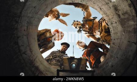 Borderlands (2024) réalisé par Eli Roth et mettant en vedette Cate Blanchett, Ariana Greenblatt, Haley Bennett, Jamie Lee Curtis et Kevin Hart. Un long métrage basé sur le jeu vidéo populaire se déroulant sur la planète fictive abandonnée de Pandore où les gens recherchent une relique mystérieuse. Publicité encore ***USAGE ÉDITORIAL SEULEMENT***. Crédit : BFA / Lionsgate Banque D'Images