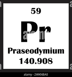 Conception d'illustration vectorielle d'icône d'élément chimique de praséodyme Illustration de Vecteur