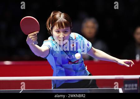 BEXCO Convention Centre, Busan, Corée du Sud. 21 février 2024. MIU Hirano (JPN), le 21 FÉVRIER 2024 - Tennis de table : finale des Championnats du monde de tennis de table par équipe ITTF Busan 2024 ronde par équipe féminine de 16 au BEXCO Convention Centre, Busan, Corée du Sud. Crédit : YUTAKA/AFLO SPORT/Alamy Live News Banque D'Images