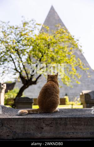 Le cimetière protestant dans le quartier Testaccio de Rome, en Italie, où, entre autres, le poète John Keats est enterré. Banque D'Images