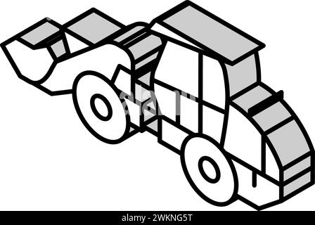 illustration vectorielle d'icône isométrique de véhicule de construction de chargeur compact Illustration de Vecteur